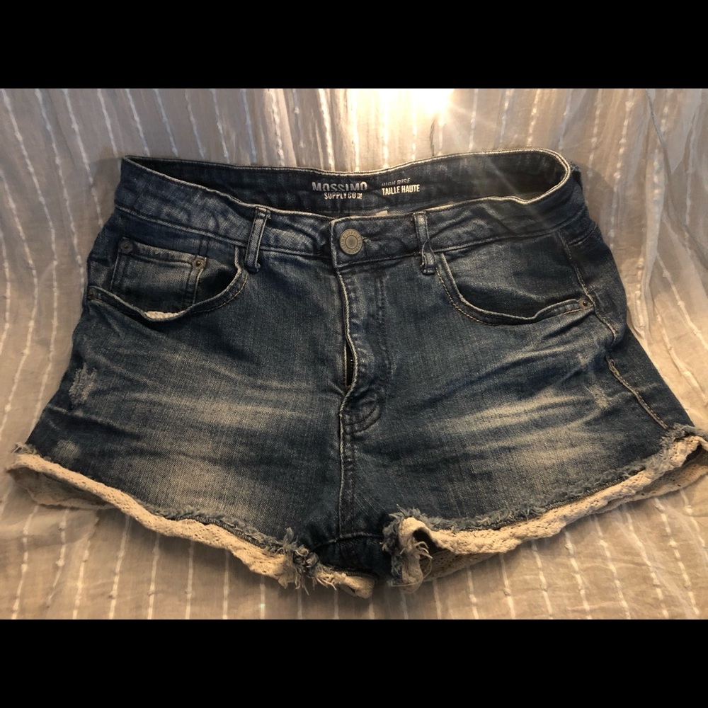 High Rise Shorts with lace trim